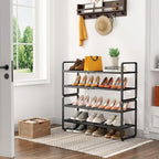 Expandable Metal Shoe Rack for Closet, Entryway & Garage, 4-Tier, Black | Adjustable Height for Boots, Stackable Design, Dense Mesh Shelves for Heels, Fits Small Spaces, Apartments and Rentals - Image 2