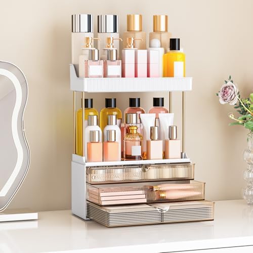 caktraie 3-Drawer 2-Tier Acrylic Makeup & Bathroom Vanity Organizer - Image 7