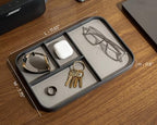 MUUJEE Leather Catchall Multitray (Design 2) - 11.65 x 7.75 x 0.8, Mountain Design Embossed Minimalist Wallet Tray for Men, Thoughtful Husband Gift, Desk EDC Organizer for Watch Keys Glasses, Gray - Image 4