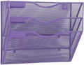 EASEPRES 3 Pocket Mesh Hanging Wall File Organizer, Wall Mounted Mail Paper Document Folder Holder, Clipboard Storage Organization Magazine Rack with Nametag Label for Office School Home, Purple by EASEPRES