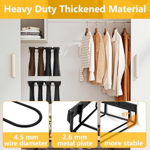Boot Rack 4 Pair Wader Hangers Wall Mounted - Boot Holder Hanger for Entryway Garage Mudroom Closet - Sturdy Metal Boots Storage Organizer Tall Boots - Image 4
