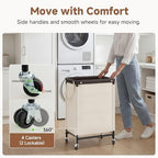 StorageWorks Laundry Hamper with Wheels and Removable Liner Bag, Beige, 90L - Image 3