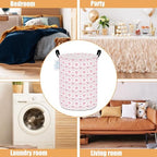 Round Laundry Basket Collapsible Storage Hamper Organizer Pearl Heart - Image 3