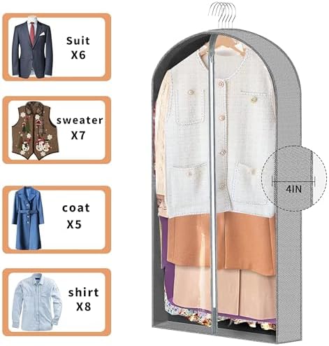 3 Pcs Garment Bags,40" & 50" PVEA Breathable Dust Cover,Dress Bag | For Hanging Clothes With Bedroom, Garment Covers For Suits,Padded Clothes,Shirts, Prevent, Dustproof, Keep Dry, Breathable - Image 4