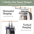 HOUSE DAY Space Saving Hangers 6 Pack with 50 Pack Plastic Hangers, Black | Saving Small Closet Space, No Folding Required, Easy Visibility for Dorm, Apartment Storage, Grouped by Color or Daily Outfit - Image 3