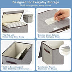 Bagnizer Large 22 Quart Linen Fabric Foldable Storage Bin Cube Organizer Basket with Flip-Top Lid & Handles, Clothes Blanket Box for Home, Office, Closet, Gray, 4 Pack 14.6 x 9.5 x 9.5” - Image 6