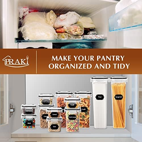 PRAKI Airtight Food Storage Containers with Lids, 12PCS Plastic Kitchen Storage Containers for Pantry Organizers and Storage - Cereal, Rice, Flour and Sugar Containers with Labels & Marker - Image 5