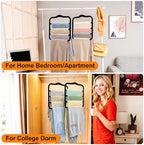 4 Tier Velvet Pant Hangers, 2 Pack Non Slip Multi Layer Closet Organizers | Space Saving Black Storage Hangers For Jeans, Leggings, Scarves,Skirts, Ideal For Dorm Rooms, Apartments, RVs Or Small Closet - Image 6