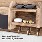 Lwenki Mail and Key Holder – Wall Mount Key Hanger with Shelf and 7 Metal Hooks – Decorative Natural Paulownia Wood Entryway Organizer with Mounting Hardware (16.5”W x 8.7”H x 3.5”D) (Wood) - Image 5
