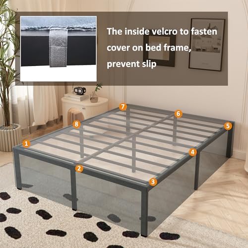 Maenizi 18 Inch Full Size Bed Frame with Skirt, Heavy Duty Metal Bed Frame Full, No Box Spring Needed, Support Up to 3000 lbs, Easy Assembly, Noise Free, Black - Image 6