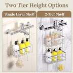 DELLAN Hanging Shower Organizer, Shower Rack with Hooks Over the Door - Image 6