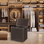 Simple Houseware Double Laundry Hamper with Lid & Removable Bags, Brown - Image 2