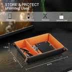 SITHON Valet Tray Desktop Storage Organizer, Removable 2 Compartments Catchall Tray Bedside Vanity Nightstand Caddy Holder Desk Storage Plate, Orange - Image 3