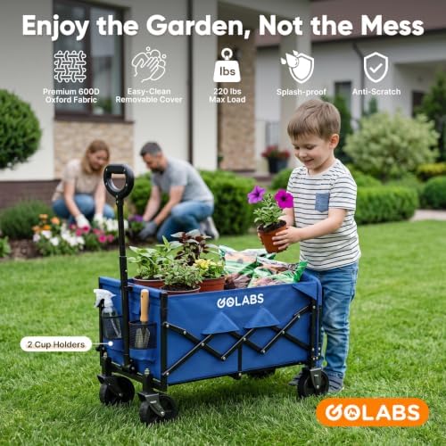 Golabs WA1 Collapsible Folding Wagon Cart, Max 220lb Load, Expands to 100L - Image 3
