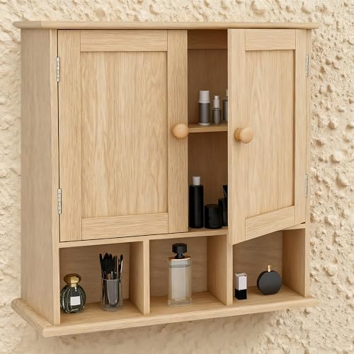 TaoHFE Natural Wooden Color Bathroom Wall Cabinet with 2 Door by TAOHFE