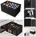 TOPIA HOME Shoe Organizer for Closet, Foldable Shoe Box with Adjustable Dividers and Clear Cover, Space Saving Shoe Storage Organizer Cabinet with Reinforced Handles, Fits 20 Pairs, Black, TP10B - Image 3