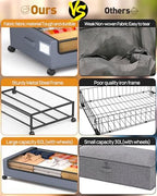 Under Bed Storage with Wheels, Square Under Bed Storage Containers, 60L Under The Bed Storage Bins, Rolling Metal Drawer for Clothes, Blankets, Shoes... - Image 6