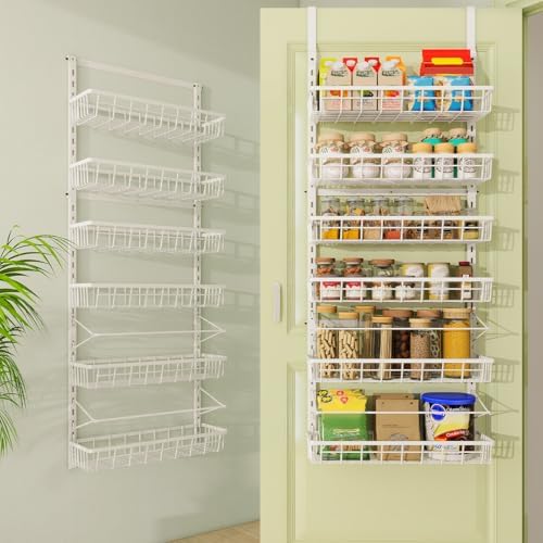 Mefirt Over The Door Pantry Organizer, Wall Mount Spice Rack 6-Tier White by Mefirt