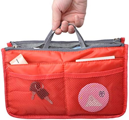 Vercord Purse Organizer Insert for Handbags Bag Organizers Inside Tote Pocketbook Women Nurse Nylon 13 Pockets Red Small - Image 2