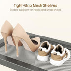 SAYZH 2-Tier Expandable Shoe Rack for Closet, Adjustable Metal Shoe Organizer with Sturdy Mesh Shelves for Boots & Heels, Stackable Shoe Storage for Entryway, Garage, Small Spaces (Grey, 2-Tier) - Image 5