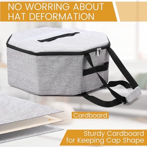 Wonderjune 2 Pcs Cowboy Hat Box for Storage Collapsible Sturdy Cowboy Hat Case with Handle for Men and Women Travel Storage Organizer Large Cap Bag for Closet(Gray) - Image 5