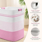 Laundry Hamper, 85L Tall Laundry Basket with Leather Handles, Rectangle Large Clothes Hamper for Organizing, Cotton Woven Laundry Baskets Storage Hampers for Bedroom, Nursery, Living Room - Image 5