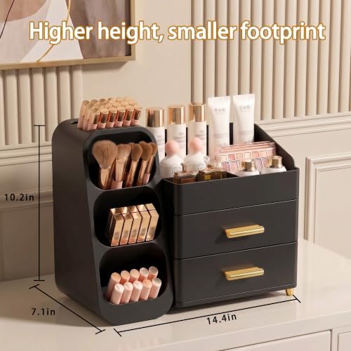 Large Capacity Makeup Organizer Countertop with Makeup Brush Holder for Vanity, Thickened Material, Bathroom Countertop Organizer Skin Care Perfumes Storage, Teen Girl Gifts for 12-23 Year - Image 2