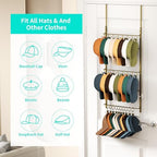 HapiRm Over Door Hat Rack - 3 Tier Wall Mounted Hat Organizer with 16 Hooks and 10 Movable Clips, Baseball Cap Organizer Storage Holds up to 26 Caps for Door, Bedroom, Closet USPTO Patent Pending - Image 2