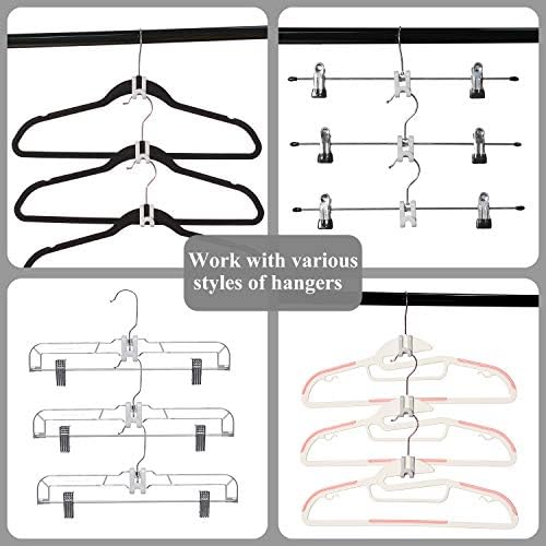 Clothes Hanger Connector Hooks, Mini Cascading Hanger Hooks for Velvet Huggable Hangers, Heavy Duty Space Saving for Closet 60 Pcs Black - Image 6