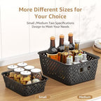 MaxGear 3 Pack Plastic Storage Baskets, Medium, Black - Image 3
