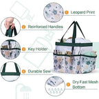 F-color Shower Caddy Portable - Mesh Shower Bag Basket Tote for College Dorm Room Essentials Bathroom Gym Camp Quick Dry for Women Men with S Hook, Green Pineapple - Image 3