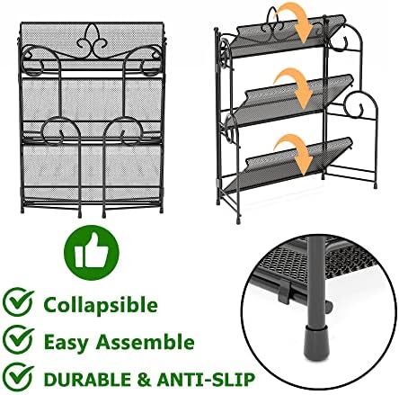 YIUKEA Bathroom Organizer Countertop - 3 Tier Spice Rack Organizer, Counter Organization and Storage for Bathroom, Kitchen, Bedroom, Offices, Foldable - Image 5