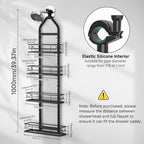4 Tier Shower Caddy Hanging, Adjustable Shower Overhead Caddy Rustproof, No Drilling Standing Shower Caddy Handing Shower Racks for Bathroom Shampoo Soap Storage - Image 3