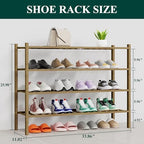 Smiry Bamboo Shoe Rack, 16 Vertical Slats, 4 Tier - 33.7" Wide, Walnut - Image 2