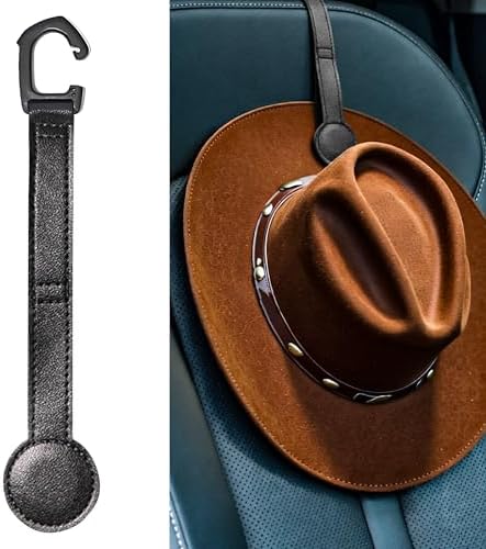1 Pack Cowboy Hat Hanger for Car, Magnetic Hat Holder for Truck, Jeep, SUV, Headrest Hook Organizer for Caps, Keys, Sunglasses, Bags (Black) (1) by Unknown