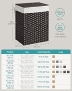 SONGMICS Laundry Hamper with Lid, 23.8 Gal (90 L) Synthetic Rattan,Foldable - Image 7
