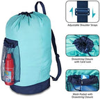 Dalykate Laundry Backpack with Shoulder Straps and Mesh Pocket Durable Nylon Clothes Hamper Bag with Drawstring Closure for College, Travel, Laundromat, Apartment - Image 3