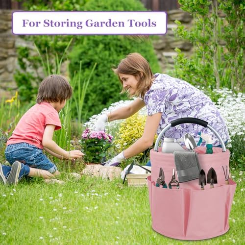2Pcs 17L College Shower Caddy for Women, Bathroom Cleaning Caddy with Handle, 600D Oxford Fabric Cleaning Supplies Bucket, Multifunctional Storage Basket for Dorm, Family, Pink + Transparent - Image 4