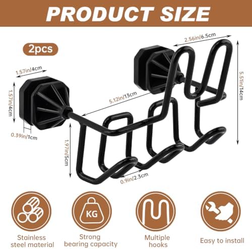 2 Pack Hard Hat Holder for Truck, Car Seat Back Organizer with 3 Hooks for Safety Helmet, Coat, Tool Bag, Stainless Steel with Rubber Coated for Trucks/SUVs/Cars - Image 3
