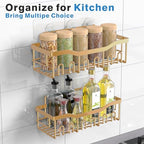EUDELE Shower Caddy 2 Pack, Adhesive Organizer for Bathroom Storage, Home Decor & Kitchen, No Drilling, Rustproof Stainless Steel Shelf, Bathroom Decor Sets - Image 6