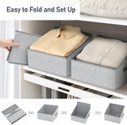 DIMJ Closet Storage Bins 10 Pack - Fabric Trapezoid Closet Organizer Bin, Foldable Storage Baskets for Shelves, Closet Shelf Organizer, Clothing Storage Box for Toys, Books, Towel, Clothes, Gray - Image 5