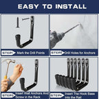 Dreecy J Utility Hooks for Hanging Heavy Duty Garage Storage Utility Hooks for Garage Wall, Color Black, 6 Pack - Image 7