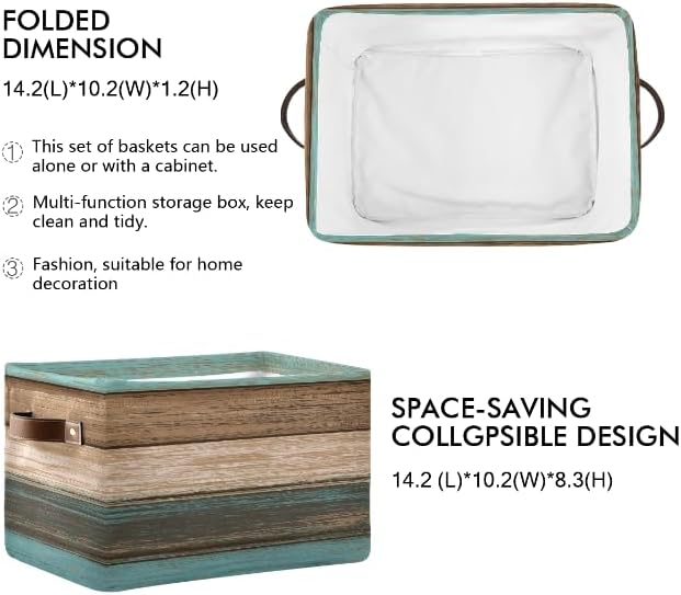 Wood Print Rectangular Storage Basket Not Real Wood Retro Vintage Organizer Bin Shelf Baskets For Clothes Gifts For Home Office Dorm - Image 5