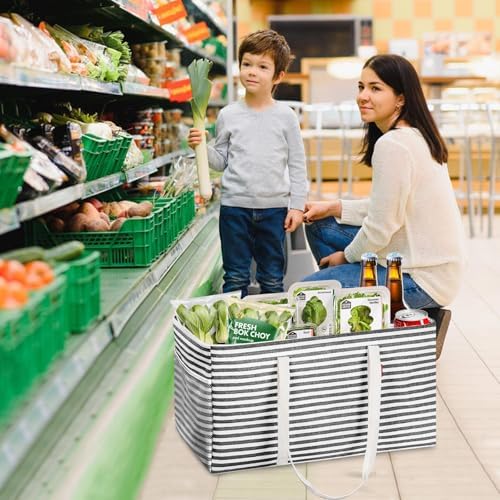 LHZ.K Extra Large Utility Tote Bag, Standing Reusable Grocery Bags, 2 Pack - Image 2