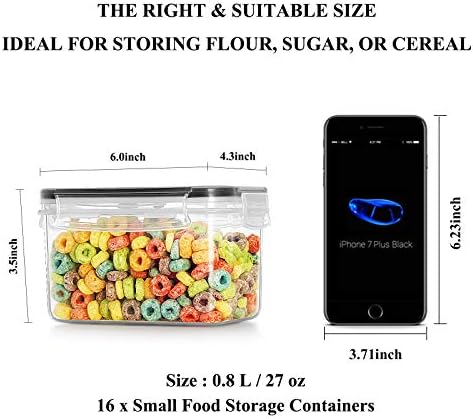 Wildone Airtight Food Storage Containers with Lids 0.8L, 16PCS, Black - Image 3