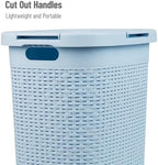 Mind Reader Slim Laundry Hamper with Lid, 60L Tall Clothes Basket, Narrow Tapered Design for Bathrooms, Closets and Laundry Rooms, Plastic, Baby Blue - Image 4
