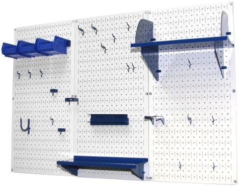 Wall Control Pegboard Organizer 4 ft. Metal Pegboard Standard Tool Storage Kit with White Toolboard and Blue Accessories - Image 2