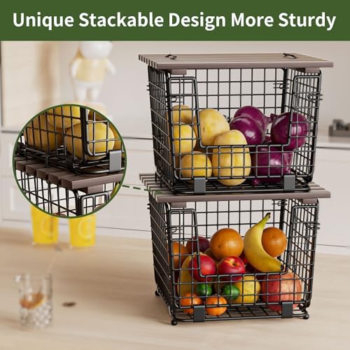 2 Pack Stackable Potato Onion Bins, Pantry Organizers and Storage - Image 3