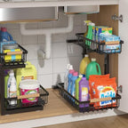 ADRIMER Under Sink Organizer 2 Packs, Pull Out Kitchen Sink Organizer, 2 Tier Slide Out Kitchen Organizers and Storage Bathroom Under Cabinet Storage Shelf, Black by Adrimersdreamistobeanindispensablecompanioninyourlife