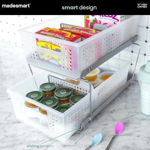 madesmart Two Tier Pull Out Organizer, Frost - Image 2
